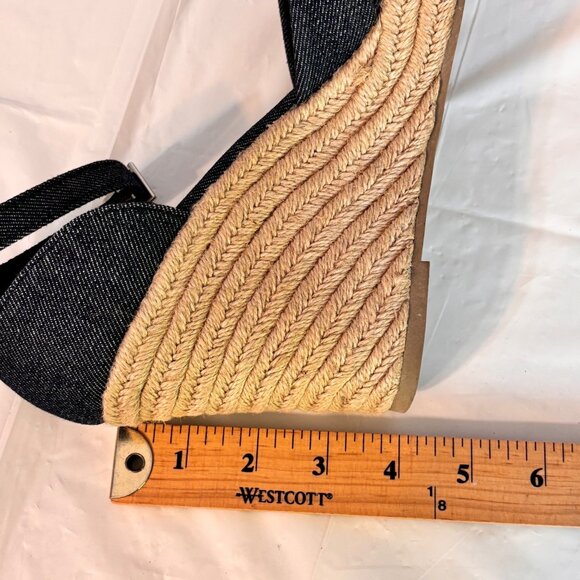 Christian Siriano Denim Espadrille Wedge Sandals Adjustable Ankle Strap Size 9.5 - Picture 8 of 11